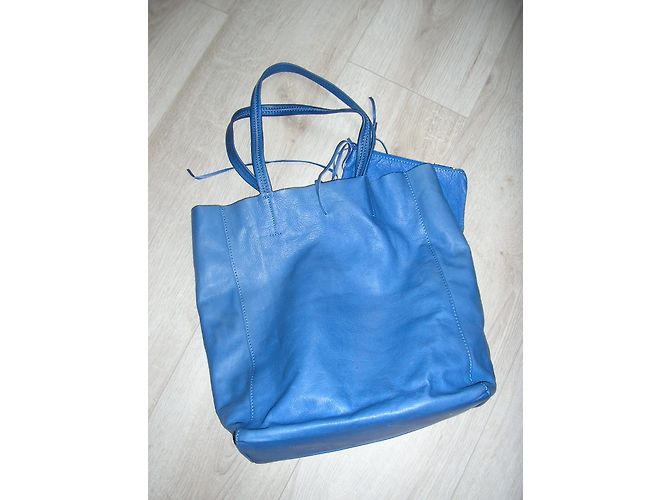 No Brand Borsa a mano in pelle blu con pochette - vista 7