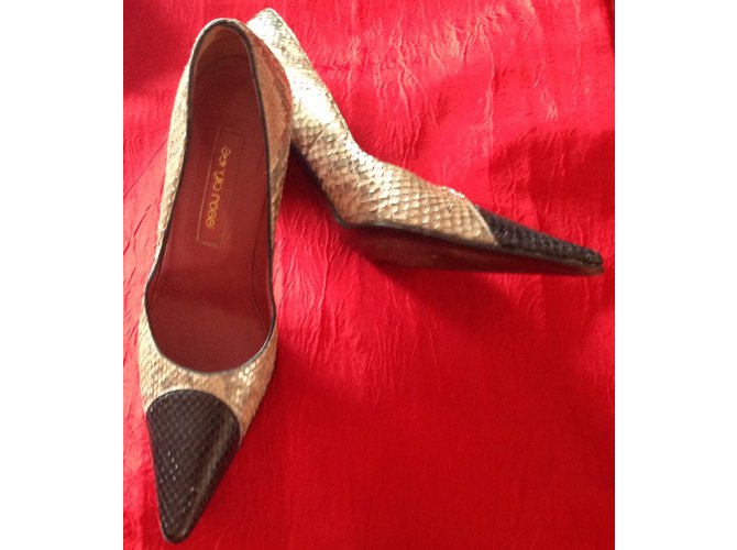 Sergio Rossi Python Pumps Beige Schwarz Größe 38 Python drucken - Ansicht 8
