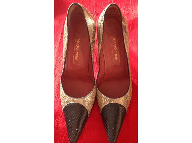 Sergio Rossi Python Pumps Beige Schwarz Größe 38 Python drucken - Ansicht 9
