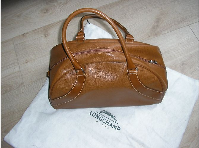 Borsa Bowling Longchamp in pelle color caramello - vista 4