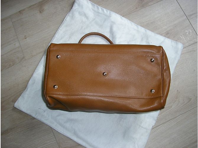 Borsa Bowling Longchamp in pelle color caramello - vista 5
