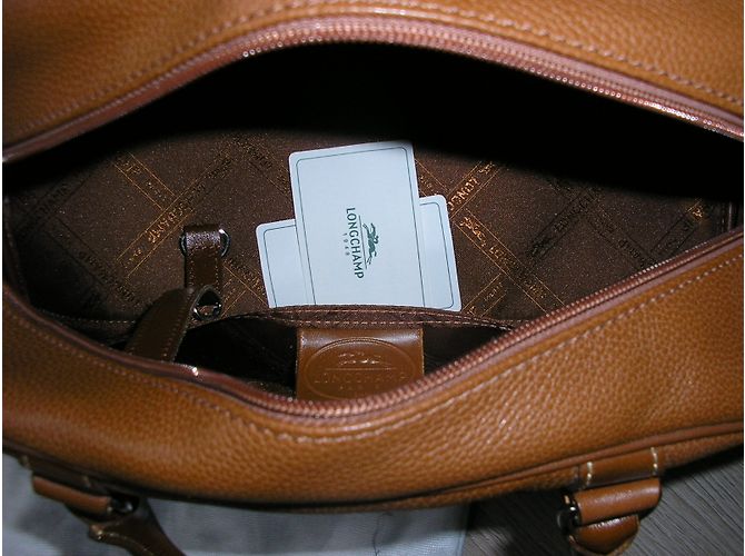 Borsa Bowling Longchamp in pelle color caramello - vista 7