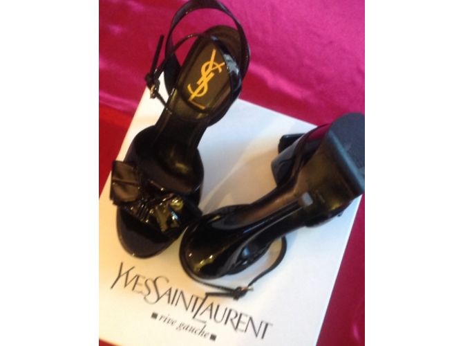 Décolleté Yves Saint Laurent in vernice nera Nero - vista 4