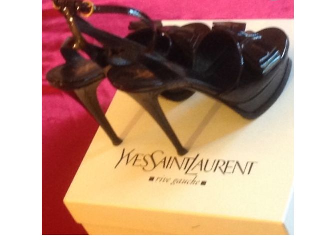 Décolleté Yves Saint Laurent in vernice nera Nero - vista 5