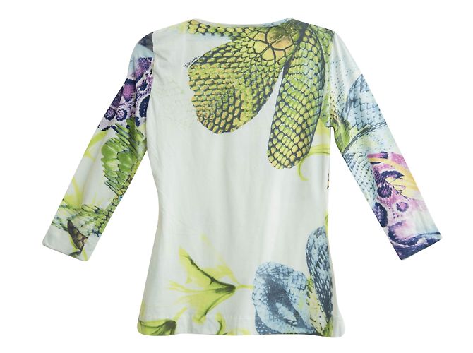 Camisa Roberto Cavalli de algodón cuello redondo estampado serpiente crema Multicolor Crudo - vista 2