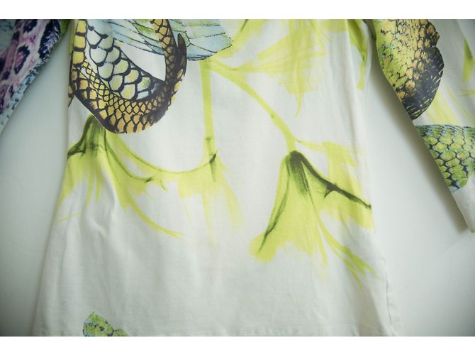 Camisa Roberto Cavalli de algodón cuello redondo estampado serpiente crema Multicolor Crudo - vista 3
