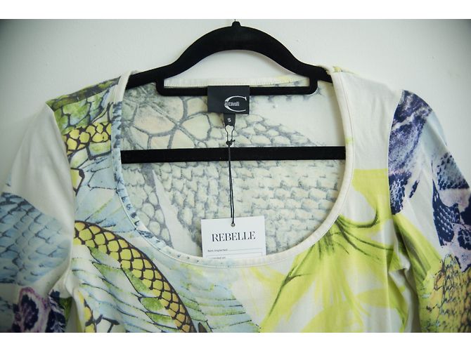 Camisa Roberto Cavalli de algodón cuello redondo estampado serpiente crema Multicolor Crudo - vista 4