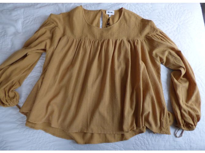 Top Bel Air Taz in cotone senape e marrone chiaro - vista 11