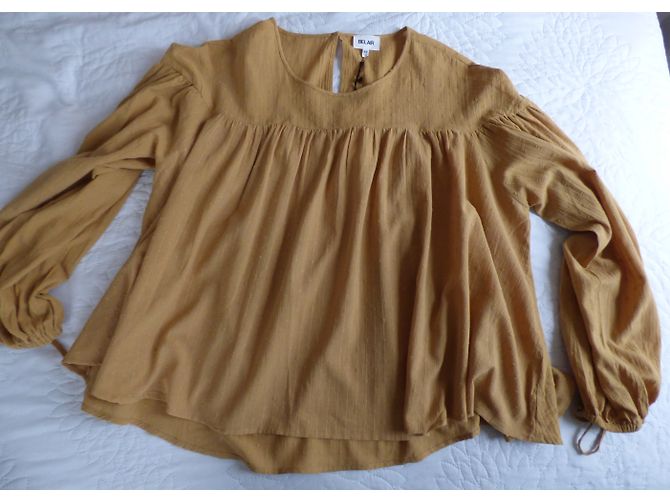 Top Bel Air Taz in cotone senape e marrone chiaro - vista 12