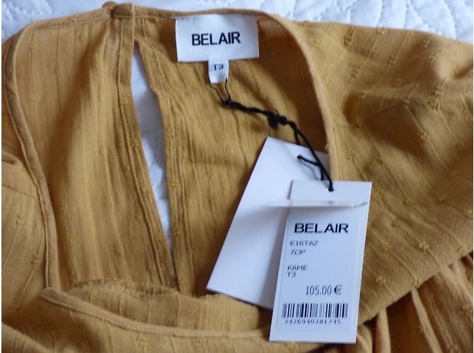 Top Bel Air Taz in cotone senape e marrone chiaro - vista 14
