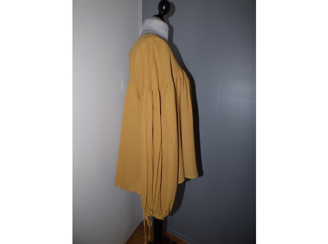 Top Bel Air Taz in cotone senape e marrone chiaro - vista 5