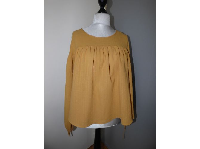 Top Bel Air Taz in cotone senape e marrone chiaro - vista 6
