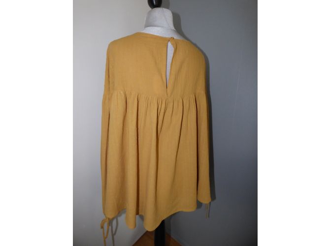 Top Bel Air Taz in cotone senape e marrone chiaro - vista 9
