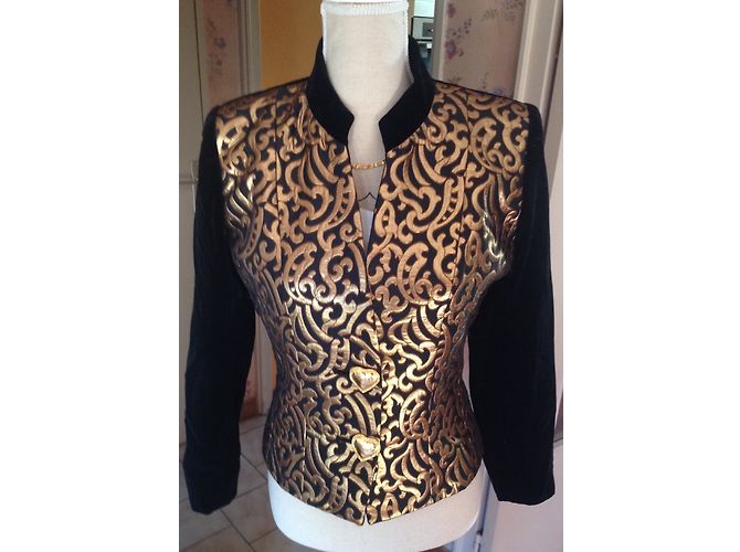 Blazer Yves Saint Laurent Nero e Oro in Velluto 40 D'oro - vista 10
