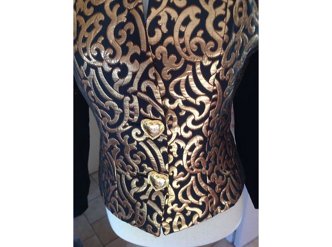 Blazer Yves Saint Laurent Nero e Oro in Velluto 40 D'oro - vista 11