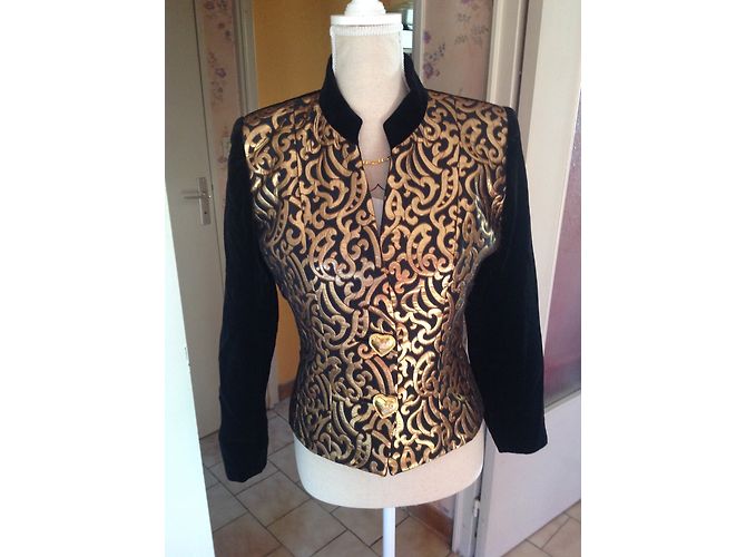 Blazer Yves Saint Laurent Nero e Oro in Velluto 40 D'oro - vista 12