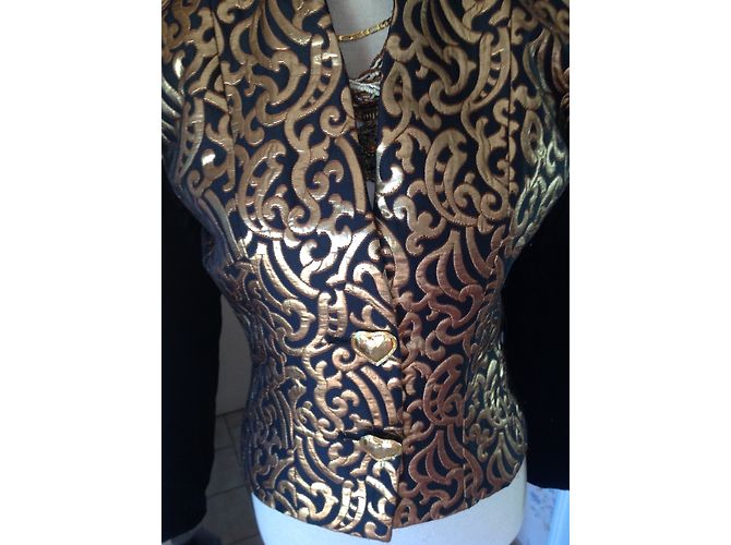 Blazer Yves Saint Laurent Nero e Oro in Velluto 40 D'oro - vista 5