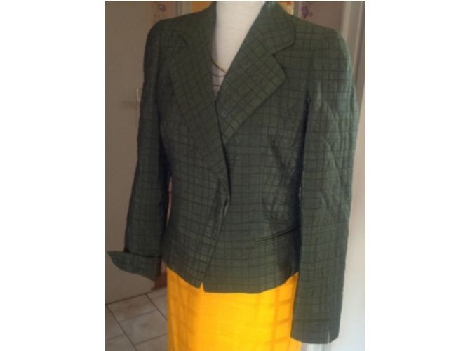 Blazer Armani Kaki de Seda Caqui - vista 4