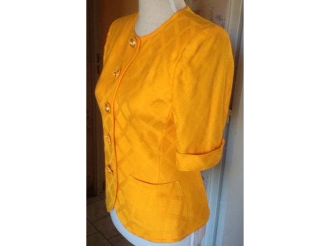 Blazer Yves Saint Laurent Giallo in Raso - vista 4