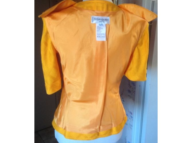 Blazer Yves Saint Laurent Giallo in Raso - vista 5