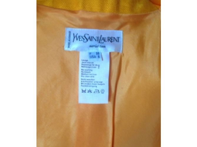 Blazer Yves Saint Laurent Giallo in Raso - vista 6