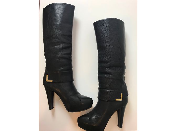 Botas Louis Vuitton de piel negra 37.5 Negro - vista 3