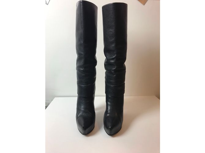 Botas Louis Vuitton de piel negra 37.5 Negro - vista 4