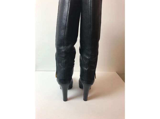 Botas Louis Vuitton de piel negra 37.5 Negro - vista 7