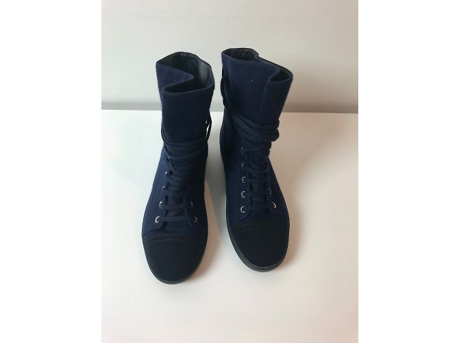 Sneakers Chanel Blu Marina e Nero in Tela Blu navy - vista 4