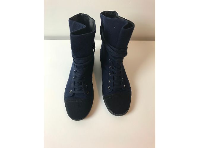 Sneakers Chanel Blu Marina e Nero in Tela Blu navy - vista 6