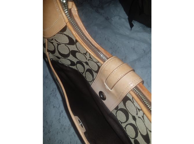 Borsa Coach in tela marrone - vista 11