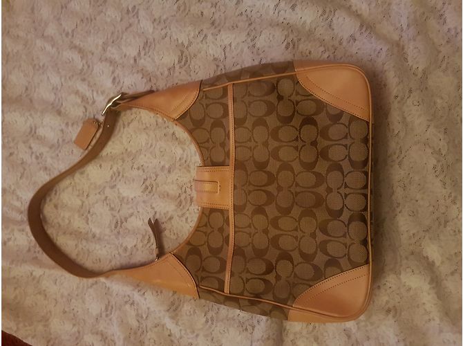 Borsa Coach in tela marrone - vista 12