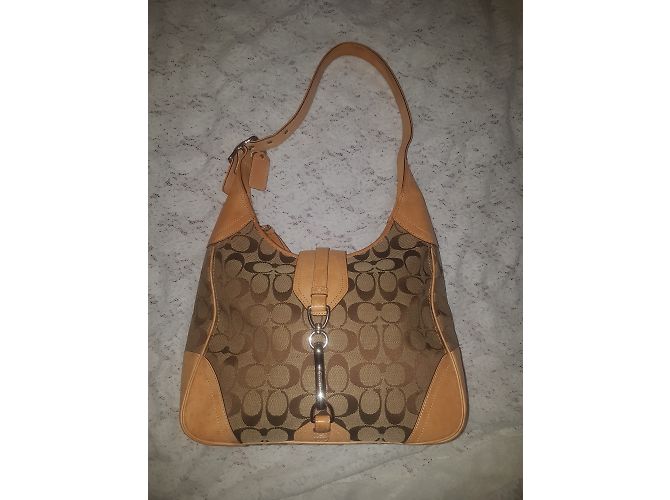 Borsa Coach in tela marrone - vista 4