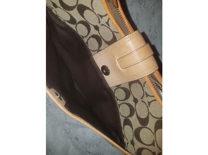 Borsa Coach in tela marrone - vista 5