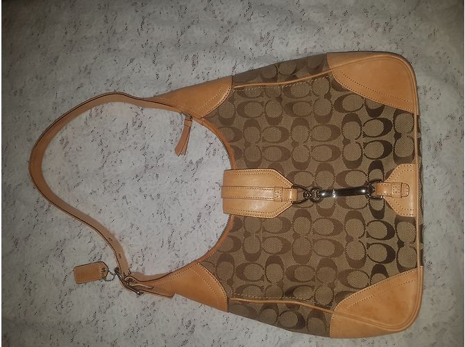 Borsa Coach in tela marrone - vista 7