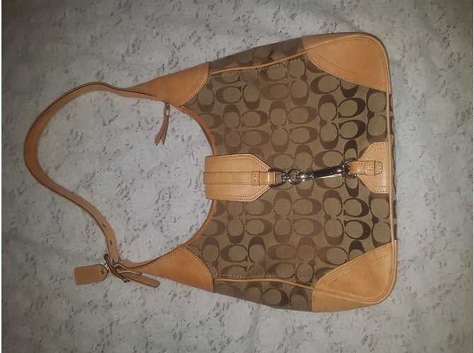 Borsa Coach in tela marrone - vista 8