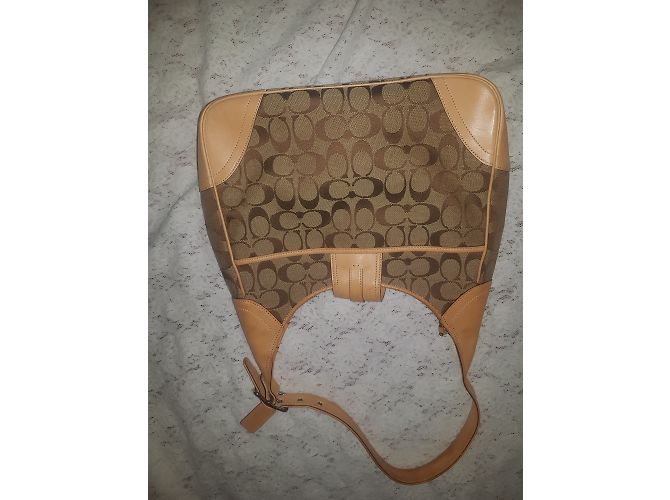 Borsa Coach in tela marrone - vista 9