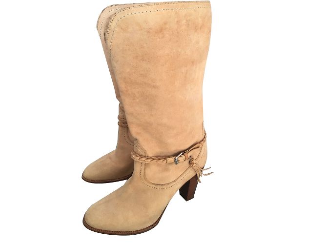Botas Ralph Lauren de gamuza beige - vista 2