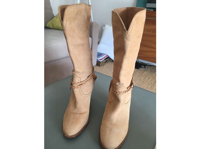 Botas Ralph Lauren de gamuza beige - vista 3