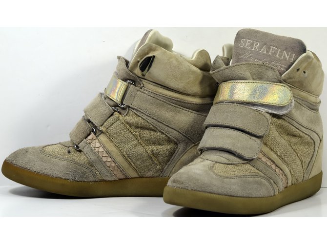 Baskets Serafini Manhattan Beige en Daim - vue 3