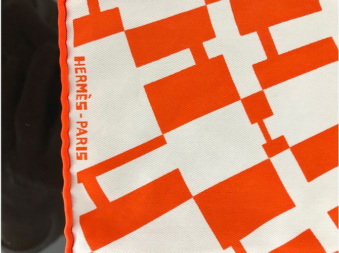 Hermès Lenços Laranja - vista 7