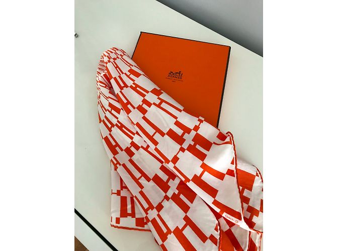 Hermès Lenços Laranja - vista 9