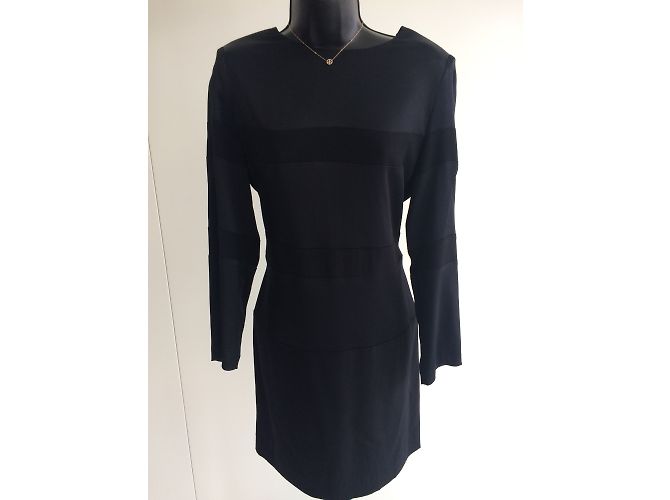 Sandro Kleid schwarz aus Krepp mit Satinbändern - Ansicht 3