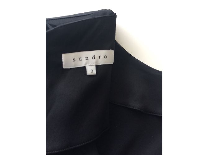 Sandro Kleid schwarz aus Krepp mit Satinbändern - Ansicht 4