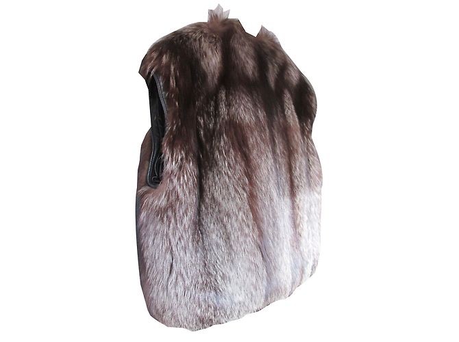 Autre Marque Silver Fox Fur Reversible Jacket with Removable Leather Sleeves Silvery - view 2
