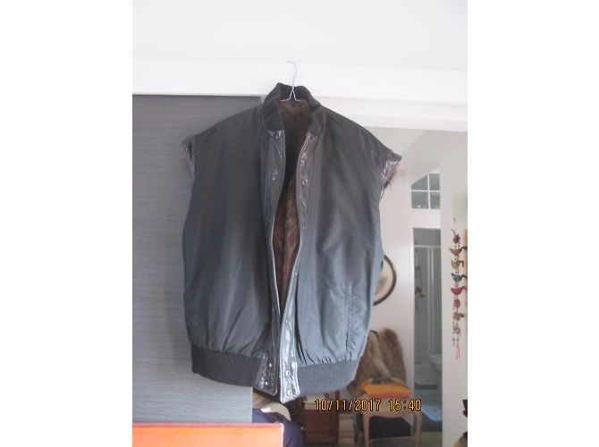 Autre Marque Silver Fox Fur Reversible Jacket with Removable Leather Sleeves Silvery - view 6
