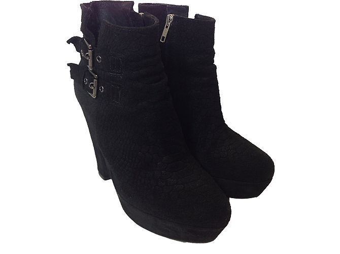 Botines The Kooples de ante negro con estampado cocodrilo 38 - vista 2