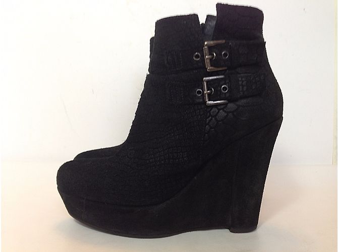 Botines The Kooples de ante negro con estampado cocodrilo 38 - vista 3