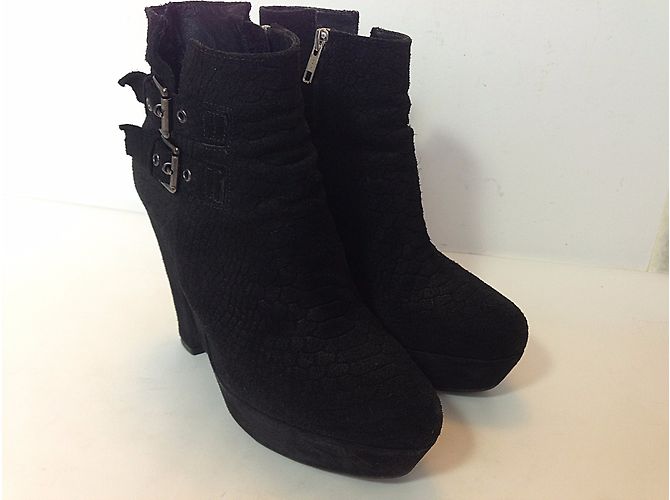 Botines The Kooples de ante negro con estampado cocodrilo 38 - vista 4