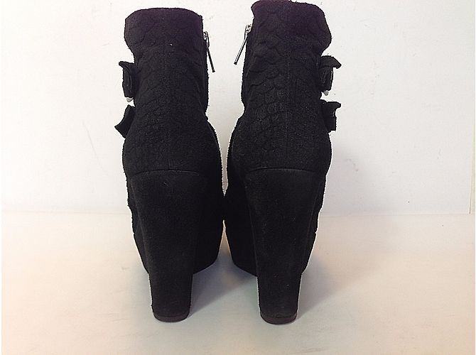 Botines The Kooples de ante negro con estampado cocodrilo 38 - vista 5